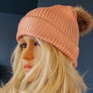 PINK/ROSE GOLD BEANIE HAT
